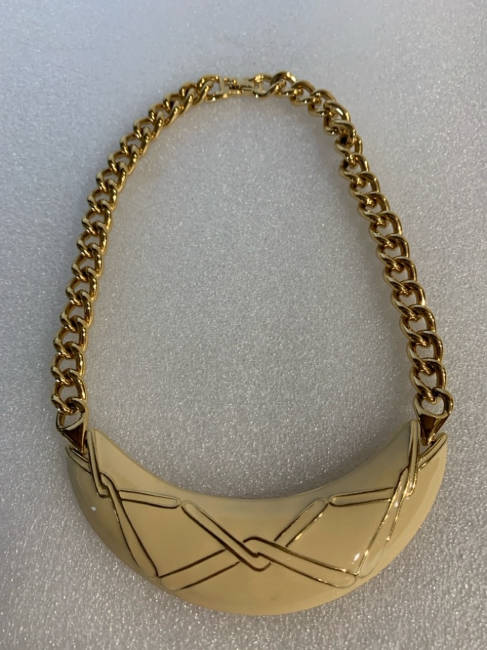Vintage Monet Gold Statement Necklace Bib Chunky Chain Women Jewelry